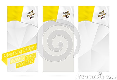 Design of banners, flyers, brochures with flag of Vatican City Vector Illustration