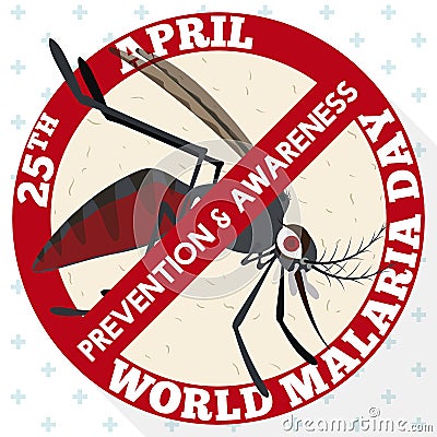 Design Banning the Malaria Transmitter: Female Mosquito, Vector Illustration Vector Illustration