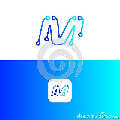 Design a beautiful letter m logo, M letter technology logo vector image Vector Illustration