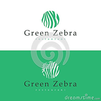 Design business card restaurant Green Zebra. Vector Illustration