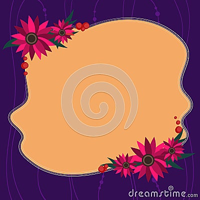 Design business concept Empty template copy space text for Ad website isolated Blank Uneven Color Shape with Flowers Vector Illustration
