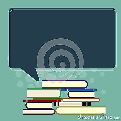 Design business Empty copy space text for Ad website promotion isolated Banner template Uneven Pile of Hardbound Books Vector Illustration