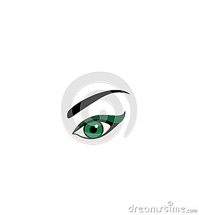 Design for business visit card, salon look, cosmetic packaging with make-up woman green eye with eyebrow Vector Illustration