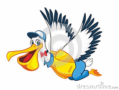 Pelican bird mail cartoon vector Vector Illustration