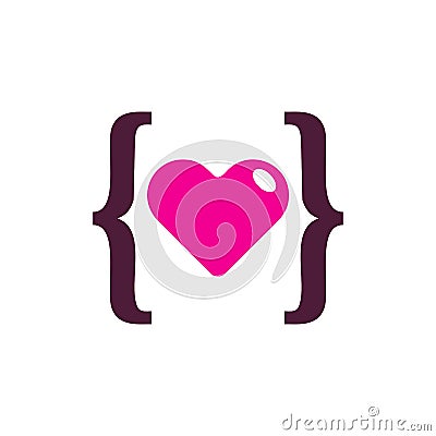Code Love Logo Icon Design Vector Illustration