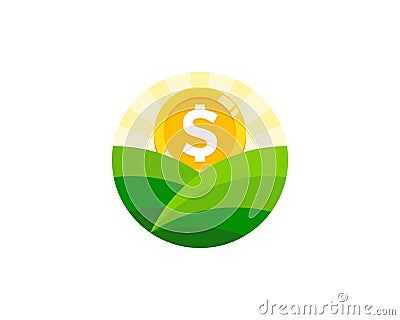 Landscape Coin Logo Icon Design Vector Illustration