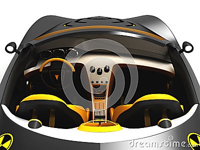 Design of the city car concept in a futuristic style. 3D illustration. Cartoon Illustration