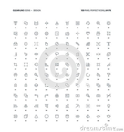 Design, clear line icons Cartoon Illustration