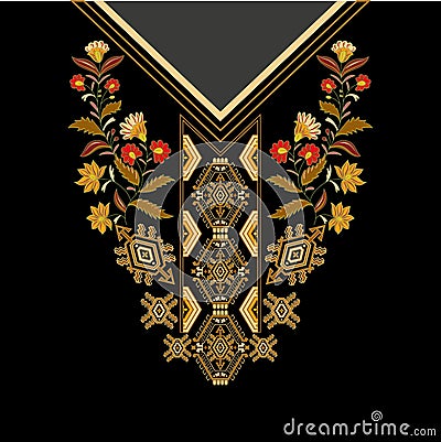 Design for collar shirts, , blouses, T-shirt. Paisley decorative border Vector Illustration