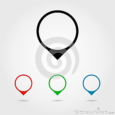Design of colored location indicator icons. Vector. Vector Illustration