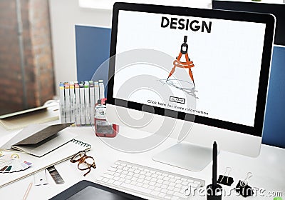 Design Compass Architecture Engineering Technology Concept Stock Photo