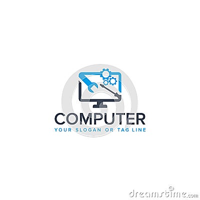 Design computer repair logo Vector Illustration