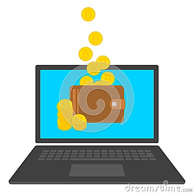 Design concept of cryptocurrency technology, bitcoin exchange, mobile banking. Vector Illustration