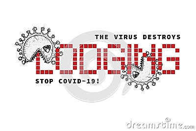Design concept of Medical, social, economic and financial information agitational poster against coronavirus epidemic with text Vector Illustration