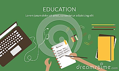 Design concept for studying, learning, distance and online education Vector Illustration
