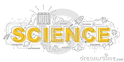 Design Concept Of Word SCIENCE Website Banner. Vector Illustration