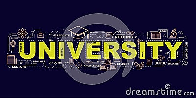 Design Concept Of Word University Website Banner Vector Illustration