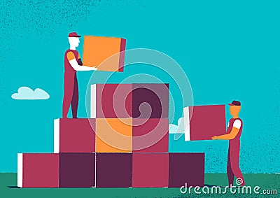 Design created by cubes ,building a geometric structure Vector Illustration