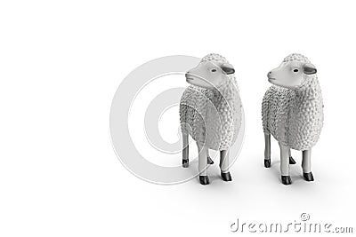 Sheep isolated on white background 3D illustration Cartoon Illustration