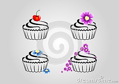 The design of the cupcake.A cupcake for every mood. Vector Illustration