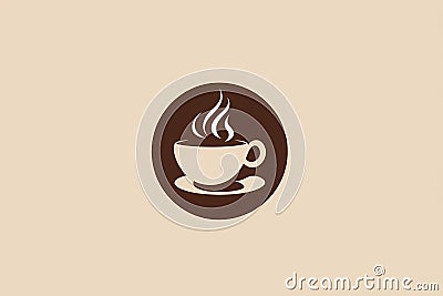 Minimalist brown logo featuring a coffee cup Stock Photo