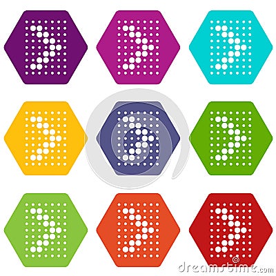 Design element with dots arrow icons set 9 vector Vector Illustration
