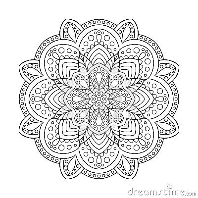 Design Element Mandala for Page of Coloring Book. Vector Illustration