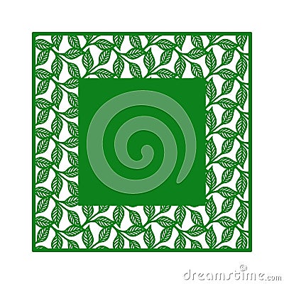 Vector square frame with a pattern of leaves and copy space place for text in the middle. Stock Photo