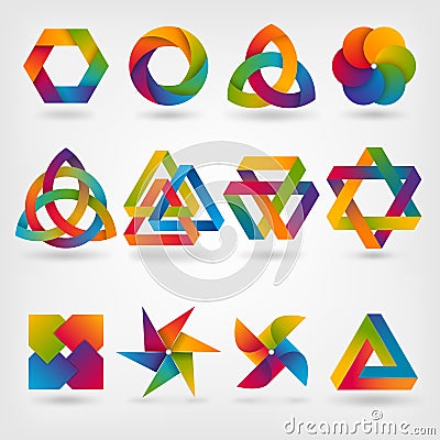 Design elements. abstract symbol set in rainbow colors Vector Illustration