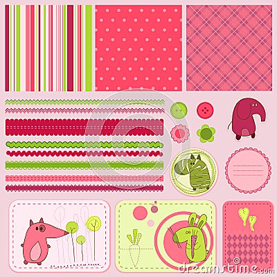 Design elements for baby scrapbook Vector Illustration