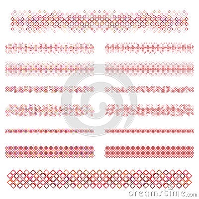 Design elements - red square divider line set Vector Illustration