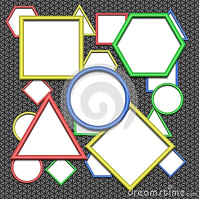 Design elements - set of multicolored geometric 3D frame. Cartoon Illustration