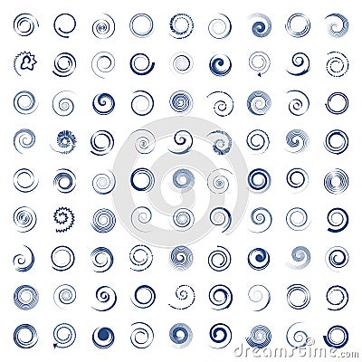 Design elements set. 81 spiral icons Vector Illustration