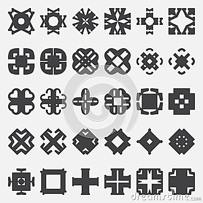 Design elements set. Vector illustration. Tribal cross symbols. Vector Illustration