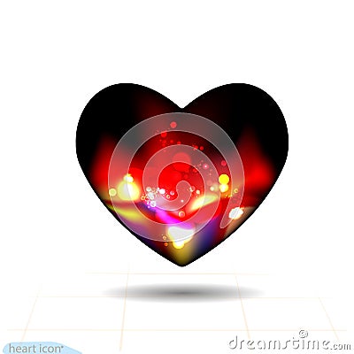 Design elements for Valentines Day. Vector. Heart black Icon abstraction Smoldering night with red coals. Fire. Vector graphic ill Vector Illustration