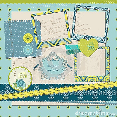 Design Elements - Vintage Tile with frames Vector Illustration