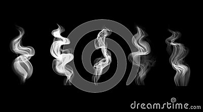 Set of vector realistic swirling hookah smoke. Vector Illustration