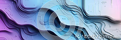 Futuristic paper art background with abstract layered cut outs representing digital circuits and data flows in cool Stock Photo