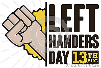 Fist High Up Commemorating Left Handers Day Celebration, Vector Illustration Vector Illustration