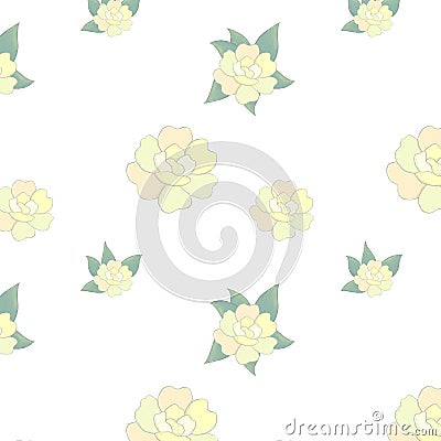 Digital flowersseamlless pattern yellow flowers clip art illustration digital drawing on white background Cartoon Illustration