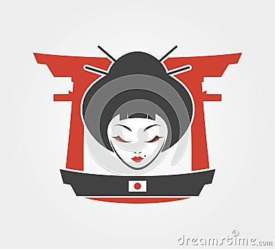 Design of geisha face illustration Vector Illustration