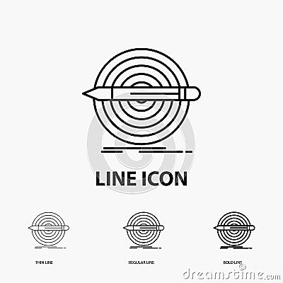 Design, goal, pencil, set, target Icon in Thin, Regular and Bold Line Style. Vector illustration Vector Illustration