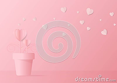 Design graphics of hearts and growing love trees Stock Photo