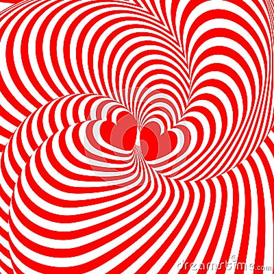 Design hearts twisting movement illusion backgroun Vector Illustration