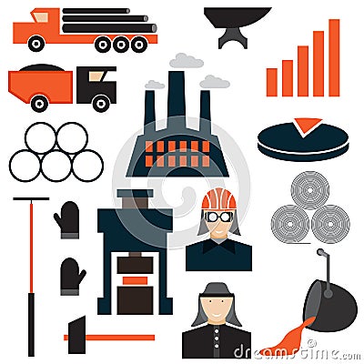 design icons of metallurgy industry Vector Illustration