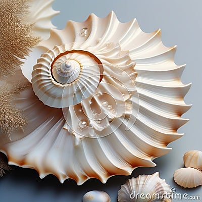 design an image capturing the subtle details of a delicate seashell trending on artstation sharp Stock Photo