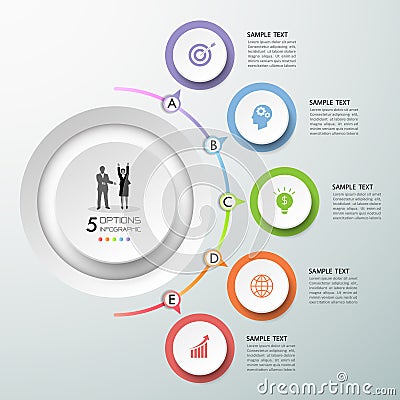 Design infographic template 5 options. Business concept Vector Illustration