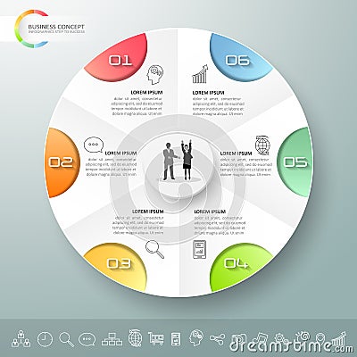 Design infographic template 6 options. Vector Illustration