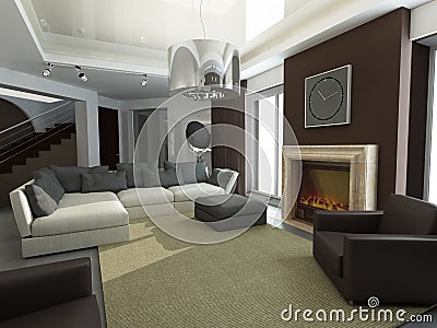 Design of interior. Living-room Stock Photo