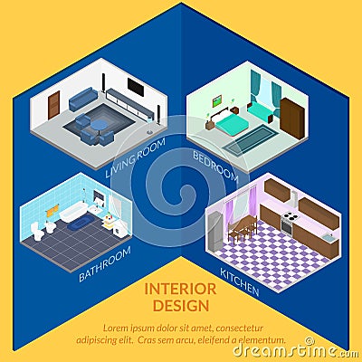 Design interior rooms. Vector Illustration